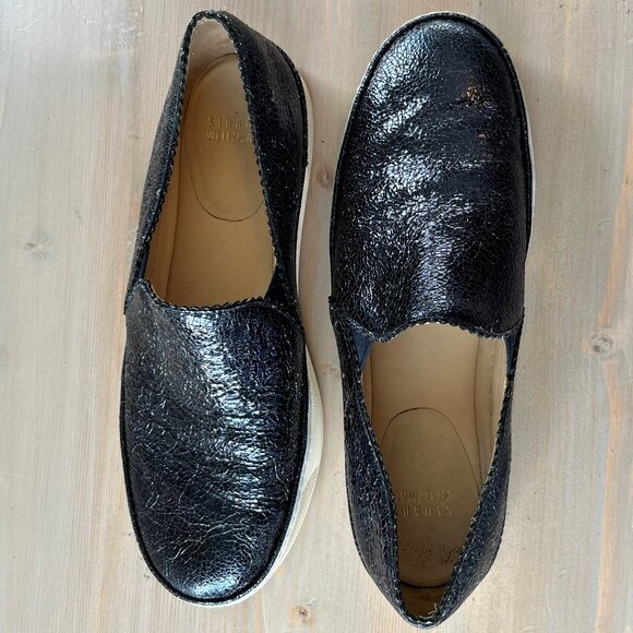 Stuart Weitzman Navy Sparkling Nugget Slip on Sneakers - Picture 6 of 8